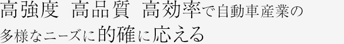 高強度　高品質　高効率で自動車産業の多様なニーズに的確に応える